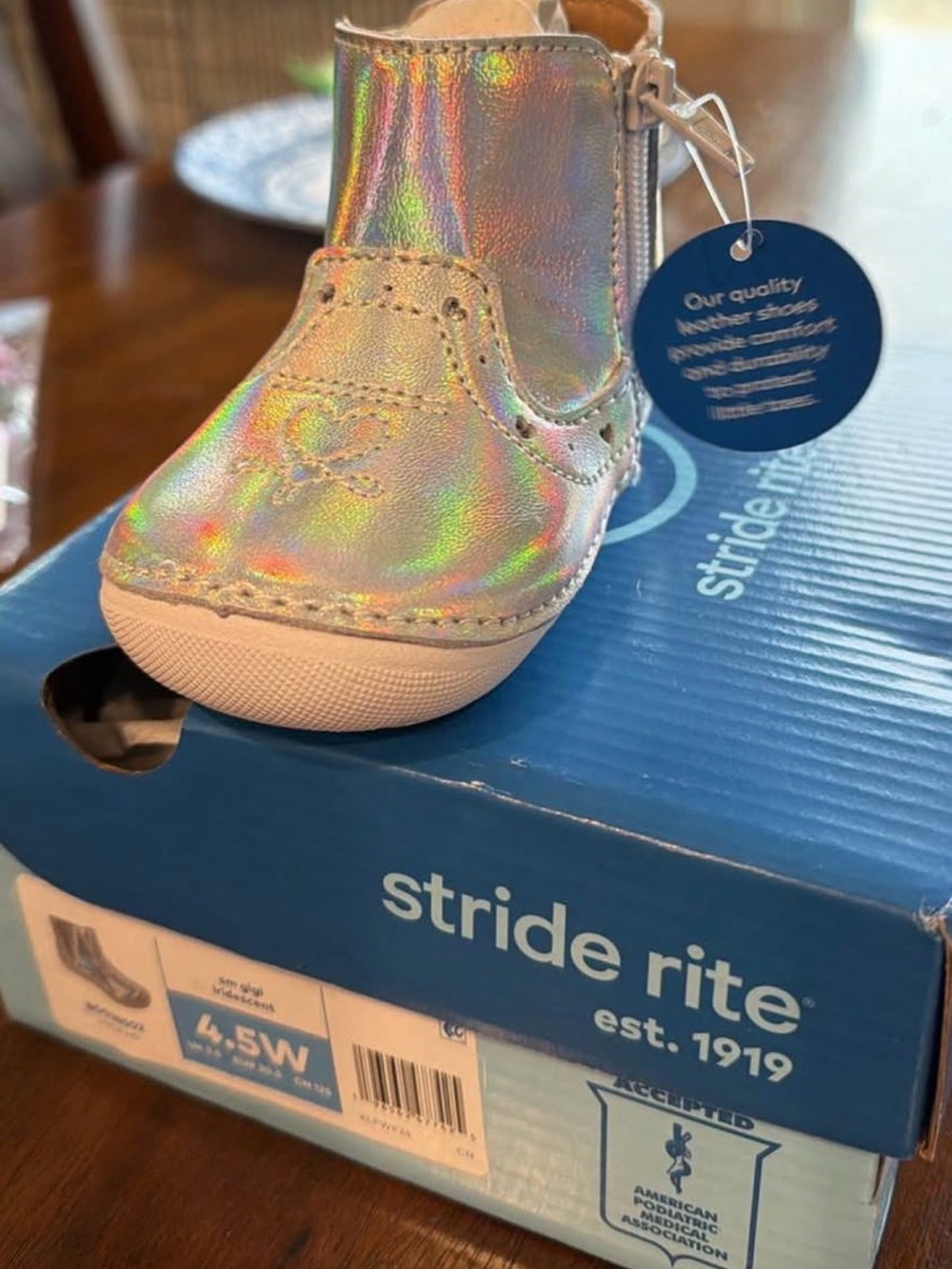 Stride Rite Iridescent Holographic Toddler Bootie